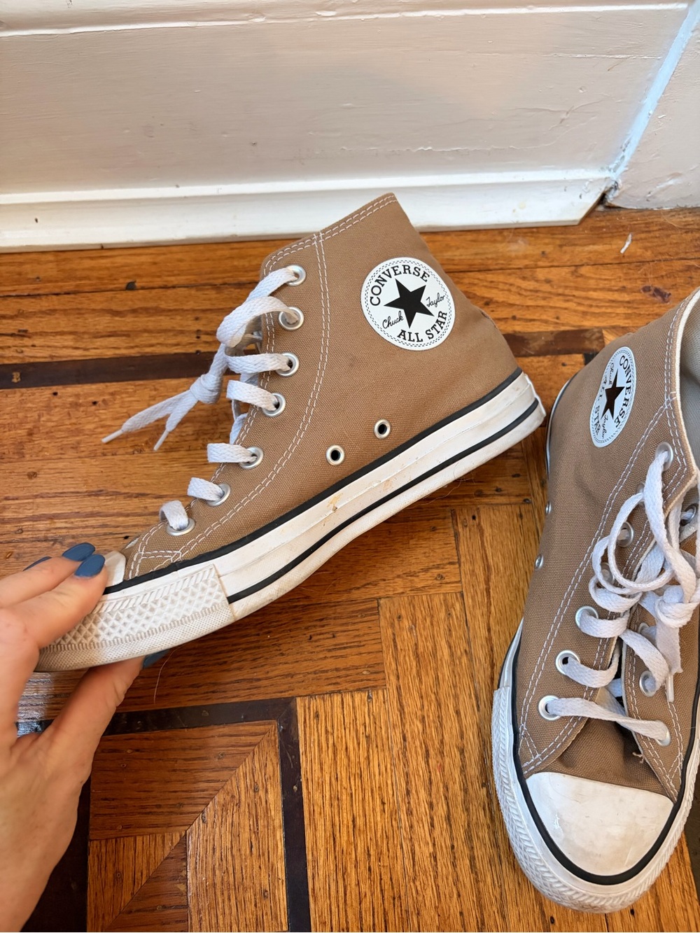 Converse womens High Top Sneakers in Taupe with White Accents